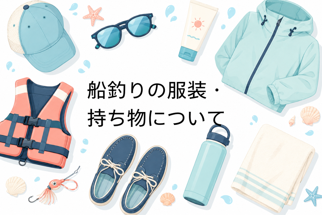 船釣りに必要なグッズを集めた画像